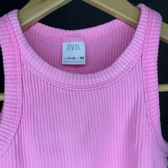 ZARA Kids Ribbed Tank Top – Pink Sleeveless Crop – Size 11/12 - Picture 3 of 4